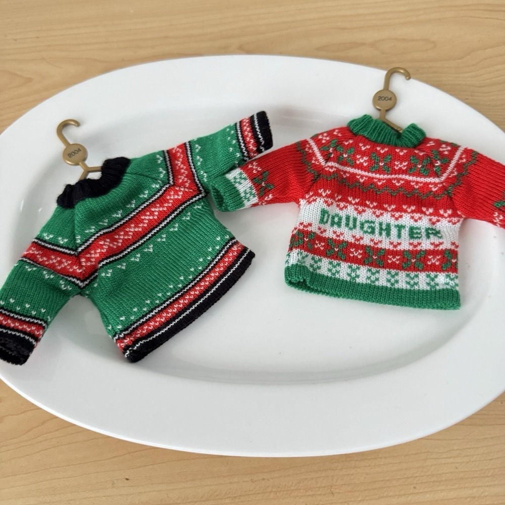 Ugly Christmas Sweater Ornaments Set Lot Son Daughter On Hangers Y2k‎ Vtg